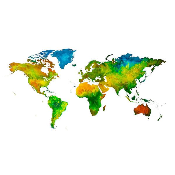 World map in Watercolour | Wall circle by WorldMapShop