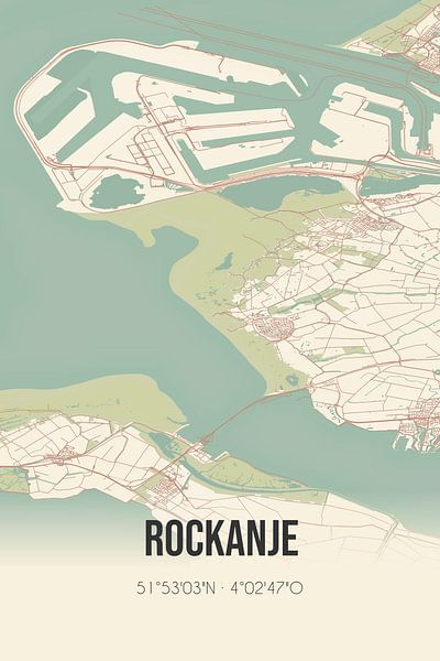 Vintage map of Rockanje (South Holland) by Prints of Place