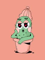 Cartoon Cactus in Love