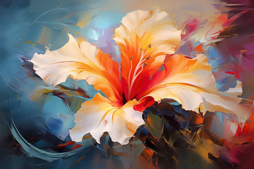 Oil painting of a colourful flower with dynamic brushstrokes, art design by Animaflora PicsStock