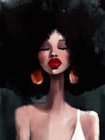 portrait peint d'une femme à la peau foncée