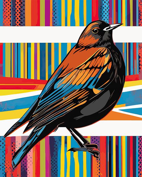 Melodische Farben - Pop Art Amsel Illustrationen von SOTA ArtSign