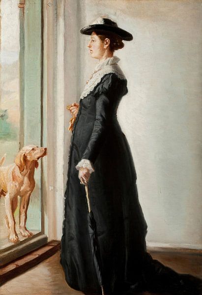 Michael Ancher-Anna Ancher is standing in the doorway by finemasterpiece