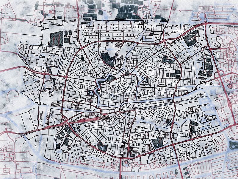 Carte de Leeuwarden avec le style 'White Winter' par Maporia
