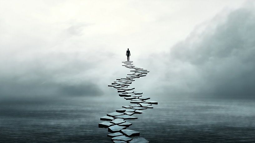 Businessman on a rocky path by Frank Heinz