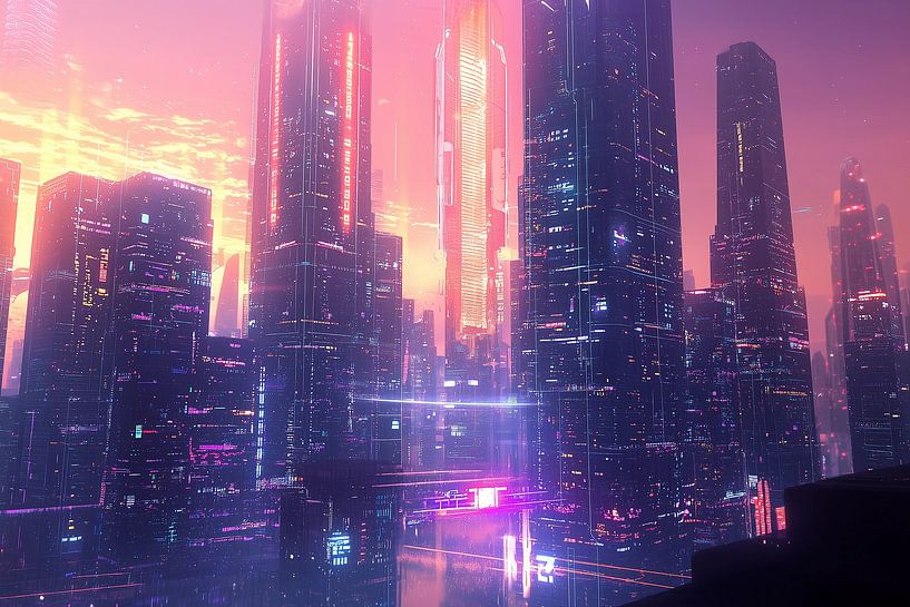 Konzeptuelles Panorama einer Stadtsilhouette von Ariadna de Raadt-Goldberg