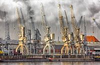 Old harbor cranes in Hamburg