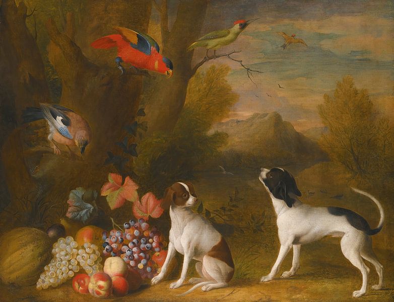 Landscape With Exotic Birds And Two Dogs, Jakob Bogdány by Masterful Masters