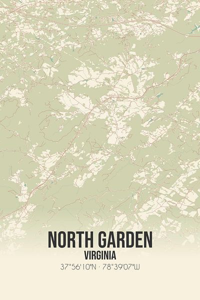 Alte Karte von North Garden (Virginia), USA. von Ortsdrucke