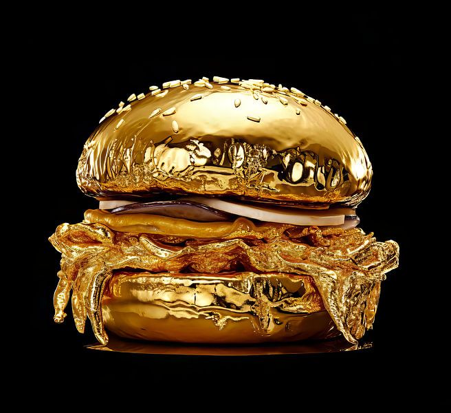 Hamburger in shiny gold by Dunto Venaar