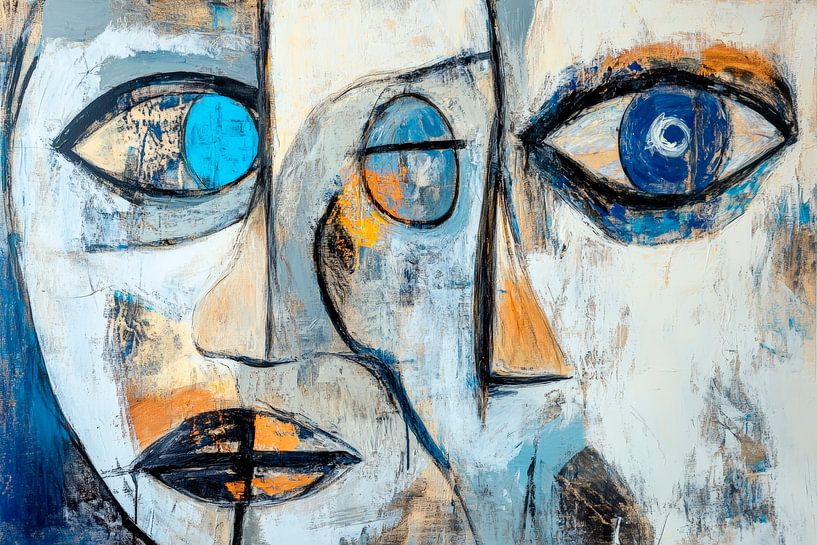 Gezichtsdialoog in kleur en vorm van Poster Art Shop