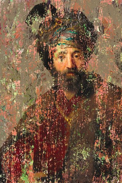 Orientalischer Mann mit Turban 'hinter' botanischem Schleier von Behindthegray