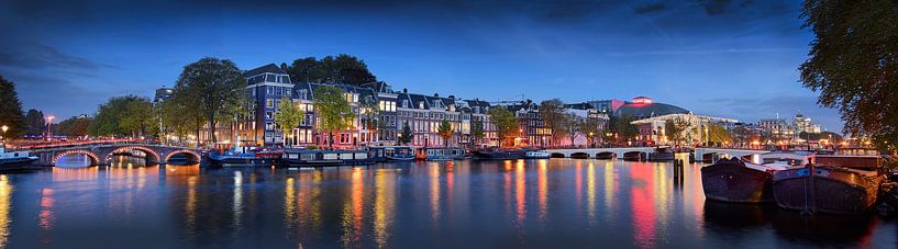 Amsterdam Amstel at night panoramic photo by Bert Rietberg