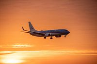 KLM Boeing 737 landet an einem sonnigen Morgen