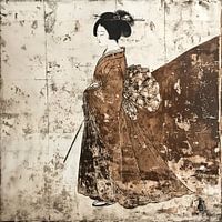 Peinture de figures de la période Edo : brun et blanc