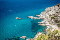 Azure blue sea on the coast of Calabria, Italy, photo print