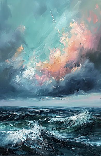 Vibrant Skies and Choppy Waves at Sunrise by Color Square