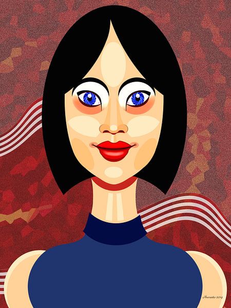 Dame in Blau von Ton van Hummel (Alias HUVANTO)