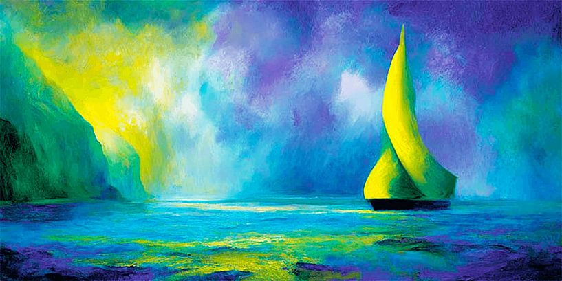 Hoop op Zee - Abstracte Zeilboot Muurdecoratie van Karina Brouwer