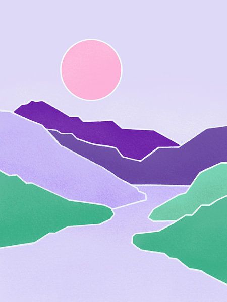 Kunstwerk Boho-Landschaft Grün von Femke Bender