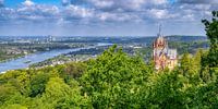 Uitzicht over kasteel Drachenburg, Königswinter, Bonn en de rivier de Rijn