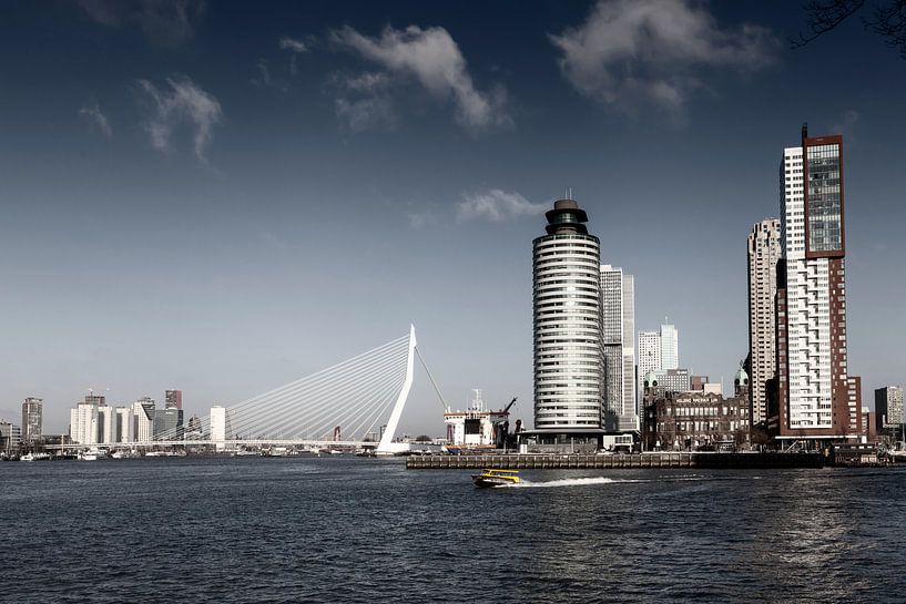 Rotterdamer Skyline mit Erasmus-Brücke, Niederlande. von Tjeerd Kruse
