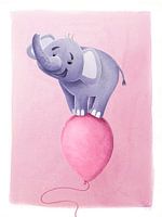 paarse olifant op roze ballon
