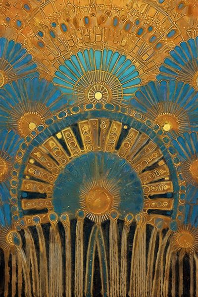 Goldfarbenes Muster mit blauen Akzenten von Whale & Sons