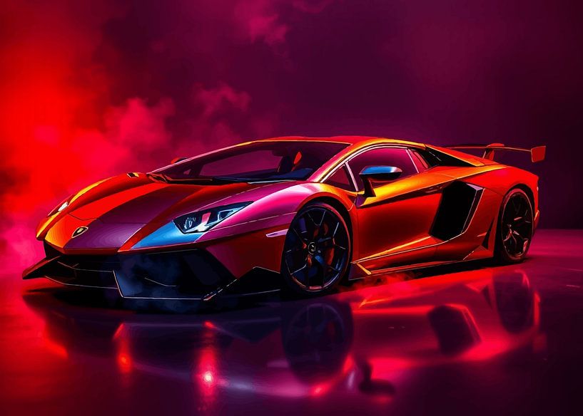 The Lamborghini Aventador Dark Blue Neon by MIROKKU