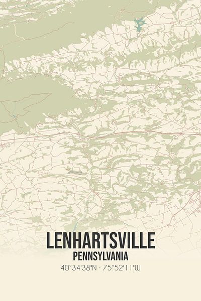 Carte ancienne de Lenhartsville (Pennsylvanie), USA. par Affiches de lieux