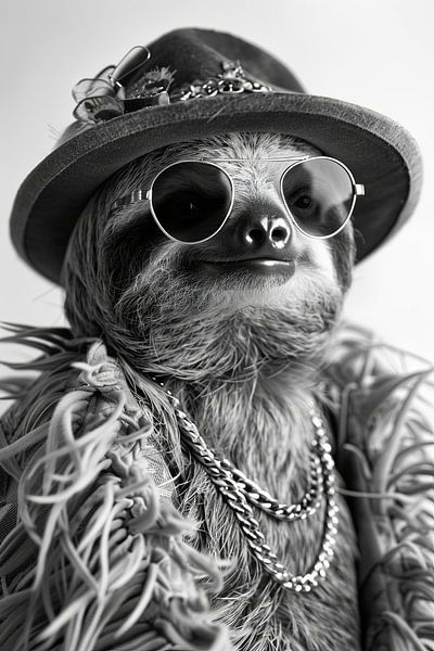 Paresseux avec lunettes de soleil et chapeau par Poster Art Shop