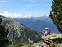 Backpack in the silence of the mountains in France