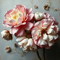 ein farbenfrohes romantisches Bild von Pfingstrosenblüten