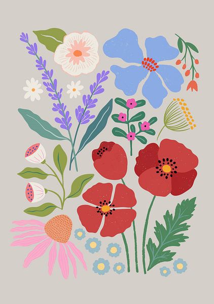 Mohnblumen und Lavendelwiese von Katarzyna Gąsiorowska