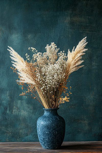 Blue vase with dried flowers by Imperial Art House