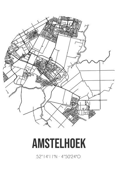 Amstelhoek (Utrecht) | Map | Black and white by Prints of Place