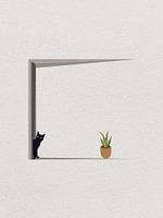 Minimal Art von Katze spielen vor der Tür