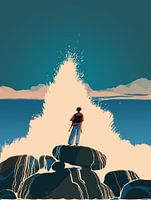 Seaside Courage - Blick auf krachende Wellen