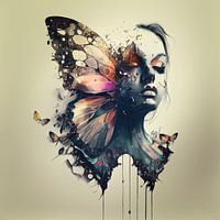 Porträt einer jungen Frau, kombiniert mit einem Schmetterling.