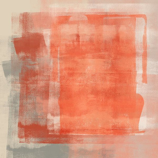 Zeitgenössische abstrakte Kunst in Orange, Beige und Taupe von Abstrakte minimalistische Kunst