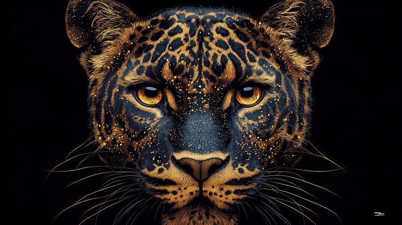 goldenes Tier auf schwarzem Hintergrund von Gelissen Artworks