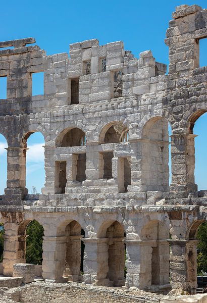 Detail Roman Arena (amphitheatre) in the centre of Pula, Croatia by Joost Adriaanse