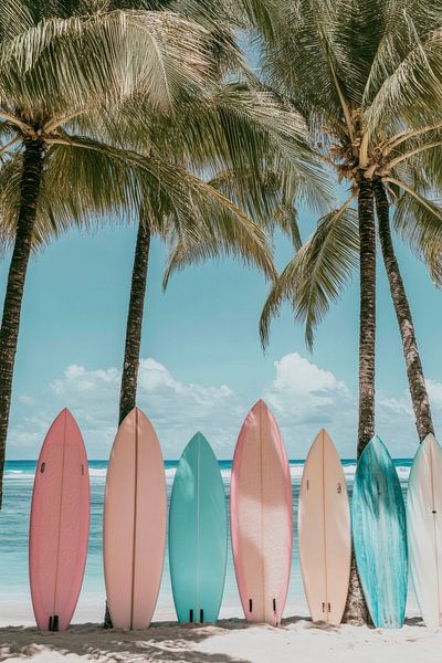 Surfboards im Palmenparadies von Poster Art Shop
