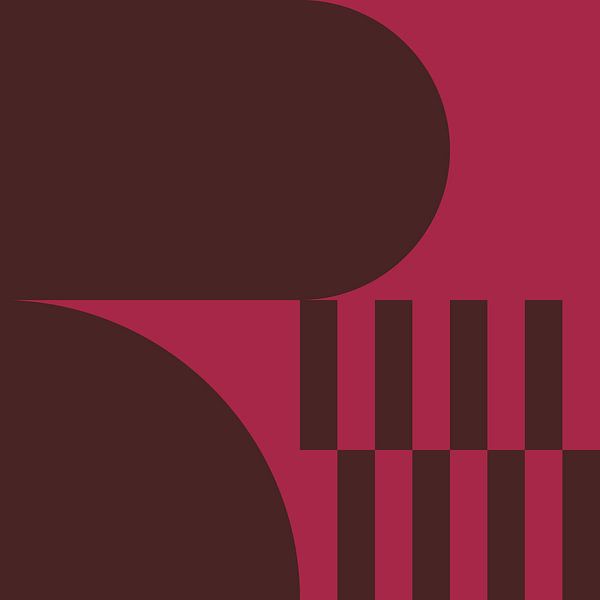 70s Retro formes abstraites multicolores en marron et rose foncé II par Dina Dankers
