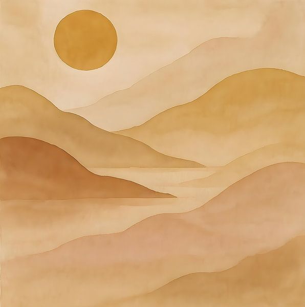 Montagnes et soleil Japandi par FoXo Art