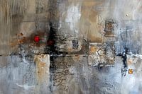 Industrielle Formen – Grau-rotes, geheimnisvolles Gemälde