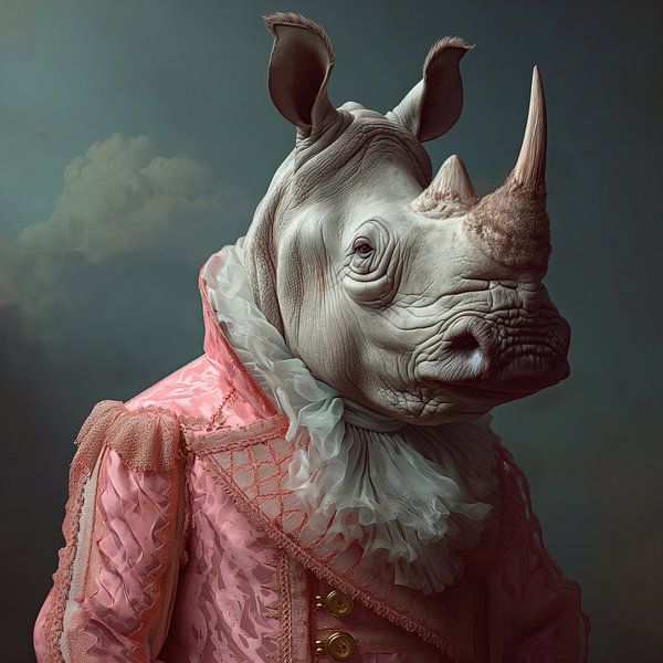 Rosa Armee Nashorn von Rene Ladenius Digital Art