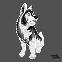 Huski dog pen drawing