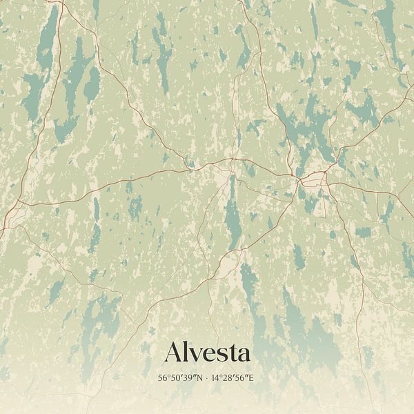 Carte d'époque d'Alvesta, Suède. par Affiches de lieux