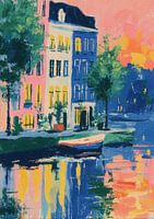 Amsterdamer Kanal bei Sonnenuntergang